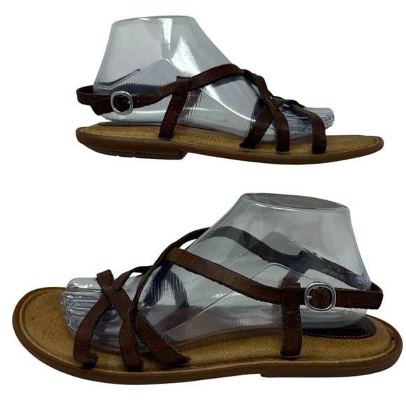 Womens 10 M Born Eryka Strappy Sandals Brown Leather Slingback Open Toe - Picture 1 of 8